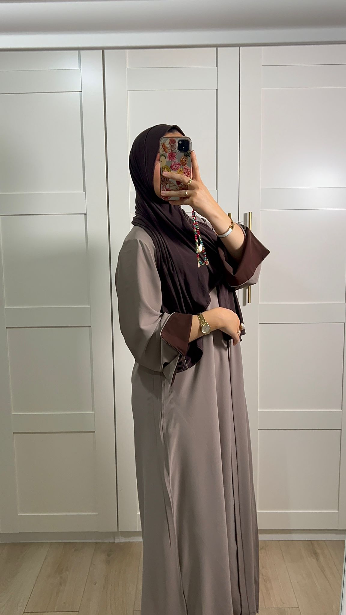 Abaya Taupe et Marron